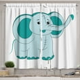 thumbnail image 1 of Ambesonne Teal Animal Kitchen Curtains, Cartoon Elephant Print, 55"x36", Pale Blue and Teal, 1 of 3