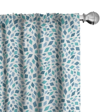Ambesonne Teal Curtains, Abstract Mosaic Blue Tones, Pair of 28"x84", Slate Blue Turquoise