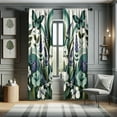 thumbnail image 1 of Ambesonne Teal Curtains, Curving Leaves Floral Mirage, Pair of 28"x84", Seafoam Jade Green Ivory, 1 of 2