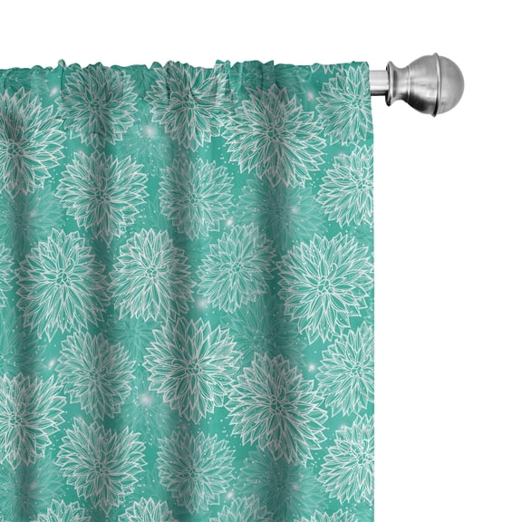 Ambesonne Teal Curtains, Drawing, Pair of 28"x95", White Teal