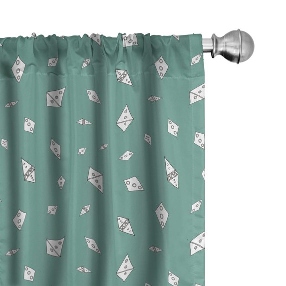 Ambesonne Teal Curtains, Neutral Boho Kites Pattern, Pair of 28"x63", Laurel Green White Grey