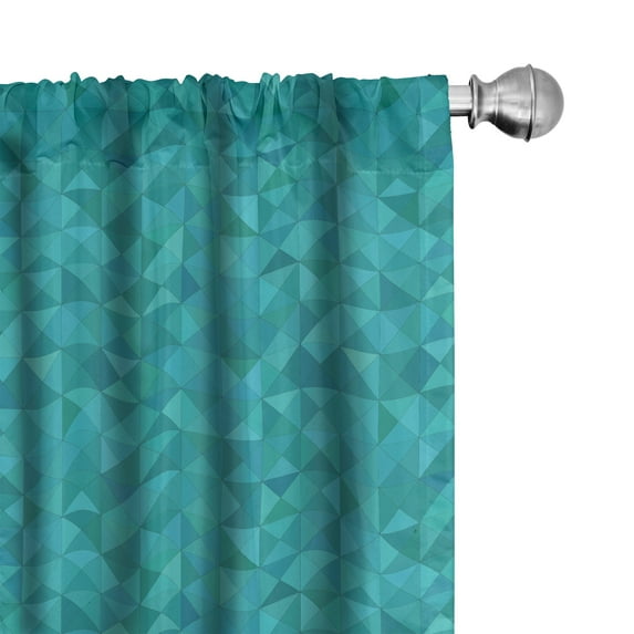 Ambesonne Teal Curtains, Triangles Squares Modern, Pair of 28"x84", Turquoise Aqua