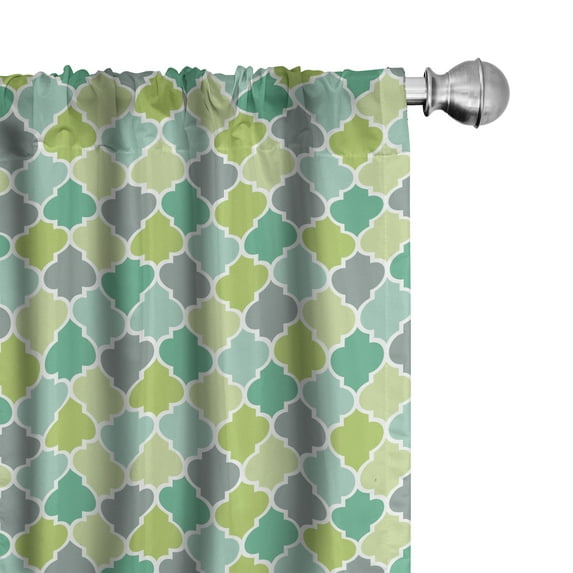 Ambesonne Teal Curtains, Vibrant Trellis Quatrefoil, Pair of 28"x63", Multicolor