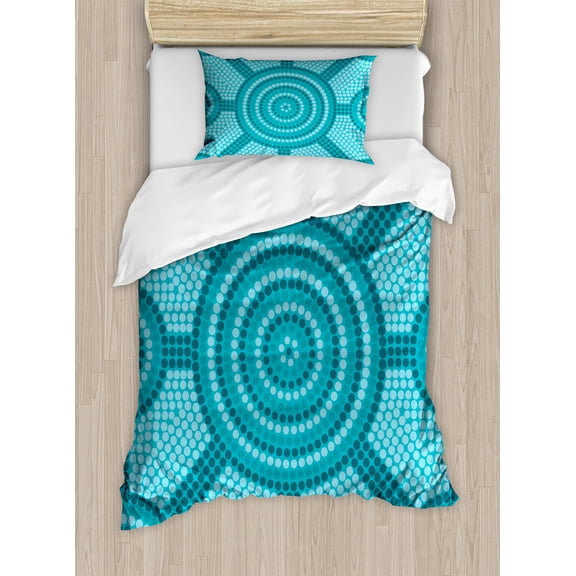 Ambesonne Teal Duvet Cover Sets, Native Art, 2-Twin, Teal