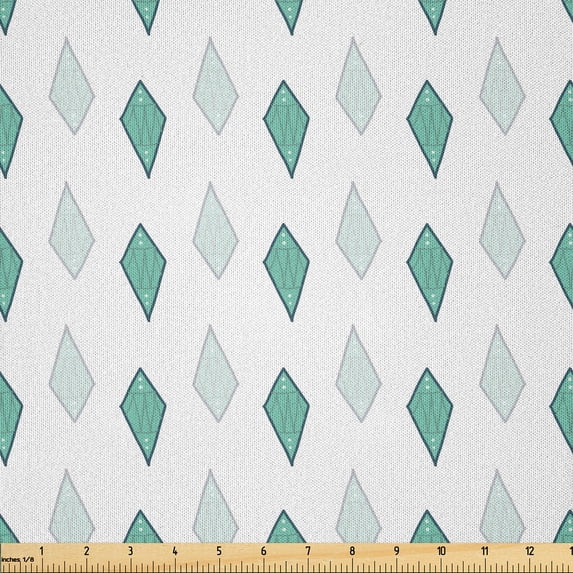 Ambesonne Teal Fabric by the Yard Microfiber, Diamond Shapes on Plain Back, 1 Yard, Seafoam Pale Petrol Blue