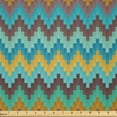 thumbnail image 1 of Ambesonne Teal Fabric by the Yard Microfiber, Rectangles with Zigzag Design, 2 Yards, Pale Redwood Sky Blue, 1 of 1