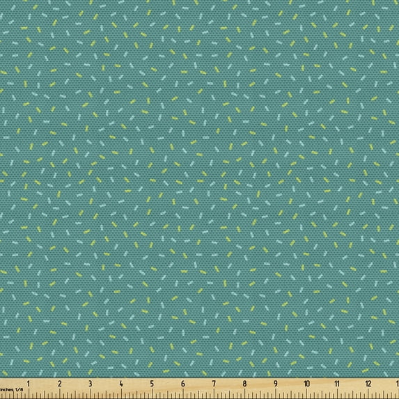 Ambesonne Teal Fabric by the Yard Upholstery, Abstract Sprinkles Christmas, 1 Yard, Pale Petrol Blue and Green