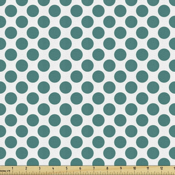 Ambesonne Teal Fabric by the Yard Upholstery, Design Vibrant, 1 Yard, Teal White