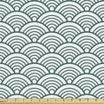 thumbnail image 1 of Ambesonne Teal Fabric by the Yard Upholstery, Seigaiha Scales, 10 Yards, Jade Green White, 1 of 5