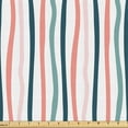 thumbnail image 1 of Ambesonne Teal Fabric by the Yard Upholstery, Vertical Swirling Stripes Art, 10 Yards, Coral Blush Slate Blue, 1 of 5