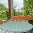 thumbnail image 1 of Ambesonne Teal Fitted Round Tablecloth, Seigaiha Scales, 40"- 44" Diameter, Jade Green White, 1 of 5
