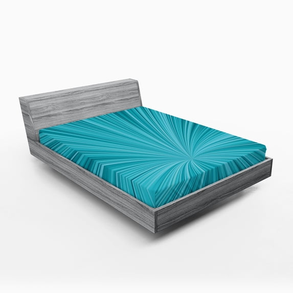 Ambesonne Teal Fitted Sheet, Abstract Vortex Design, Full Size, Turquoise Teal