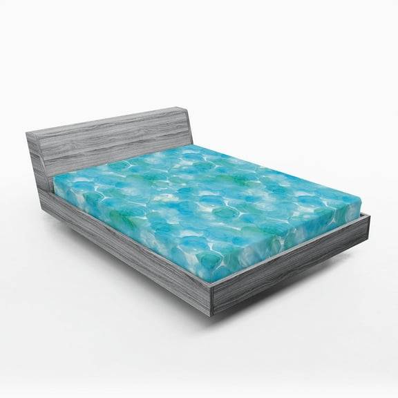 Ambesonne Teal Fitted Sheet, Abstract Watercolor Art, Full Size, Aqua Blue Turquoise