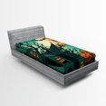 thumbnail image 1 of Ambesonne Teal Fitted Sheet, Halloween Haunted Castle, Twin XL Size, Orange Teal, 1 of 2