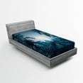 thumbnail image 1 of Ambesonne Teal Fitted Sheet, Tiger in Rainforest, Twin XL Size, Teal, 1 of 3