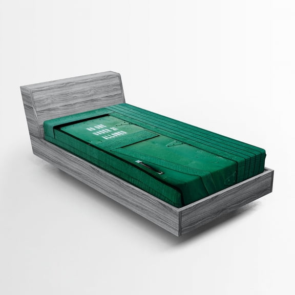 Ambesonne Teal Fitted Sheet, Vintage Back Door Theme, Twin XL Size, Teal