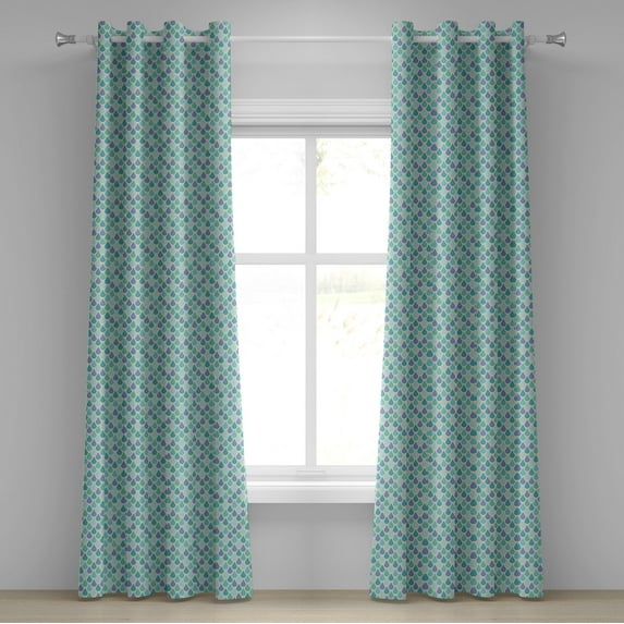 Ambesonne Teal Grommet Curtain, Colorful Water Droplets, 50" x 96", Aqua Teal Lavender