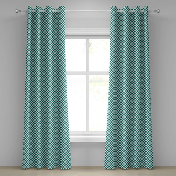Ambesonne Teal Grommet Curtain, Design Vibrant, 50" x 96", Teal White