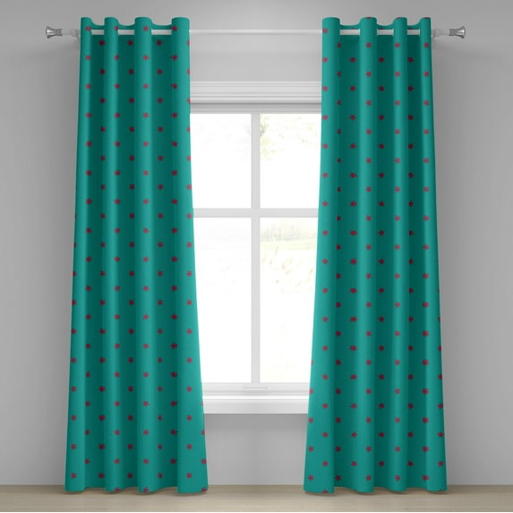 Ambesonne Teal Grommet Curtain, Pink Wild Flowers Nature, 50" x 108", Teal Hot Pink