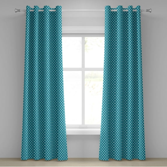 Ambesonne Teal Grommet Curtain, Polka Dots Soft Sea Colors, 50" x 84", Teal Pale Blue