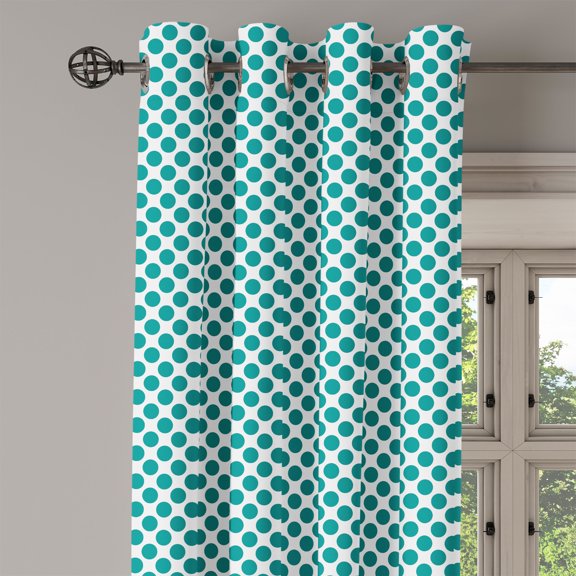 Ambesonne Teal Grommet Curtain Single Panel, Design Vibrant, 50"x60", Teal White