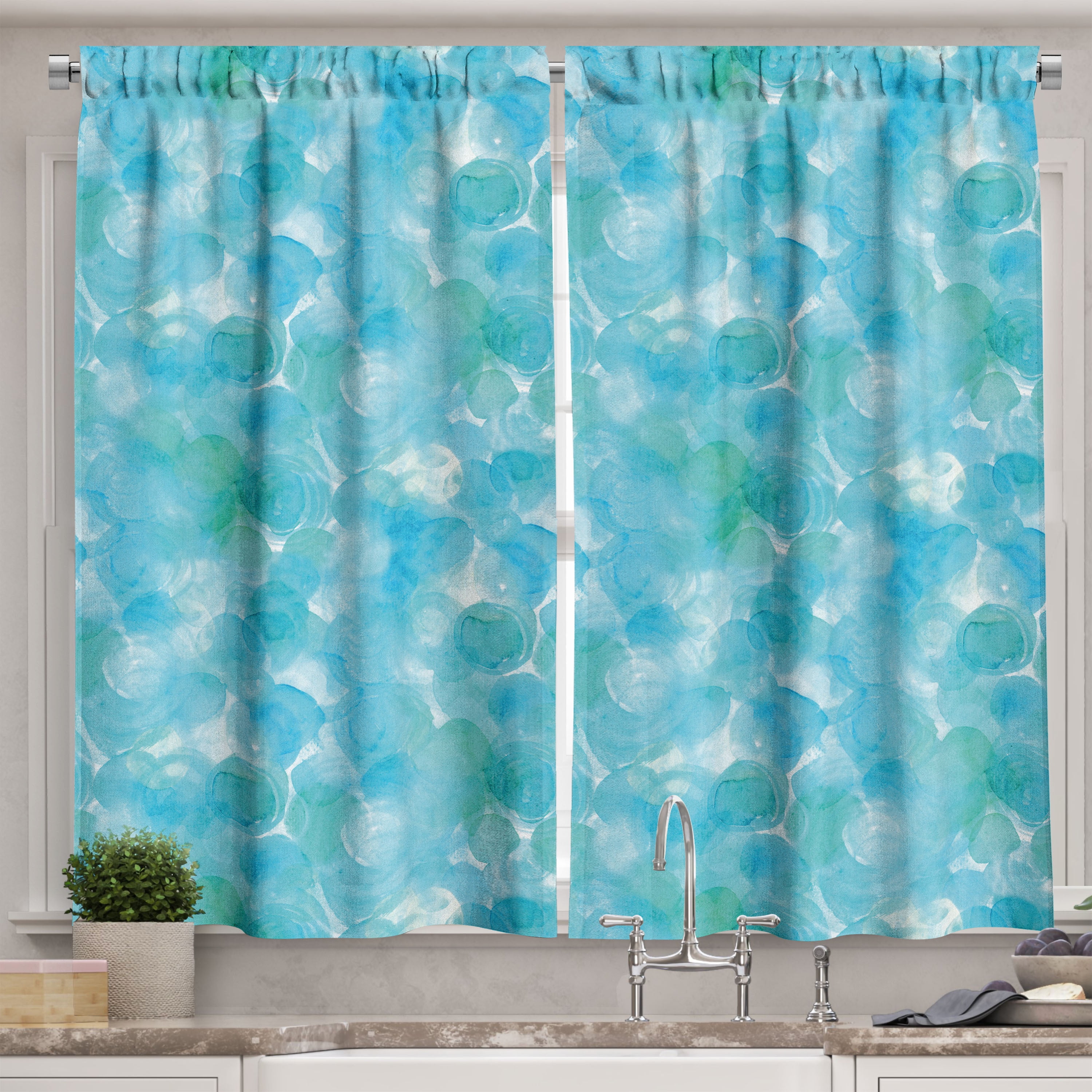 Teal on sale kitchen curtains