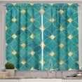 thumbnail image 1 of Ambesonne Teal Kitchen Curtains, Oriental Effect Oval Mesh Art, 55"x24", Camel Dark Seafoam, 1 of 1
