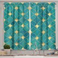 thumbnail image 1 of Ambesonne Teal Kitchen Curtains, Oriental Effect Oval Mesh Art, 55"x36", Camel Dark Seafoam, 1 of 3