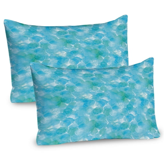Ambesonne Teal Pillow Sham 2 Pack, Abstract Watercolor Art, 30"x20", Aqua Blue Turquoise