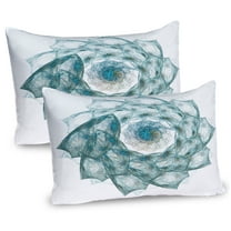 Ambesonne Teal Pillow Sham 2 Pack, Exquisite Flower Shaped, 36"x20", Teal