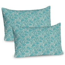 Ambesonne Teal Pillow Sham 2 Pack, Romantic Lace Pattern, 36"x20", Teal Beige