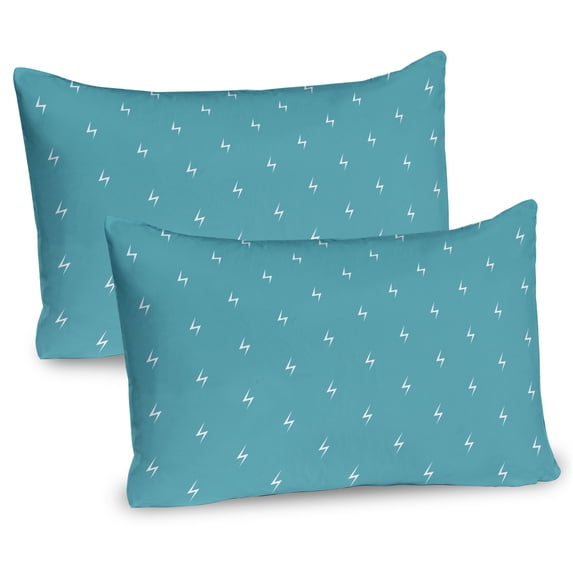 Ambesonne Teal Pillow Sham 2 Pack, Simple Thunder Arrows, 26"x20", Teal and White
