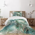 thumbnail image 1 of Ambesonne Teal Quilted Bedspread Set 2 Pcs, Abstract Marble Print Leaves, Twin Size, Cadet Blue Dark Khaki, 1 of 4