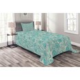 thumbnail image 1 of Ambesonne Teal Quilted Bedspread Set 2 Pcs, Romantic Lace Pattern, Twin Size, Teal Beige, 1 of 6