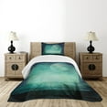 thumbnail image 1 of Ambesonne Teal Quilted Bedspread Set 2 Pcs, Spooky Forest Halloween, Twin Size, Teal, 1 of 6