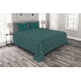 thumbnail image 1 of Ambesonne Teal Quilted Bedspread Set 3 Pcs, Abstract Modern Line Art, Queen Size, Teal Turquoise, 1 of 5