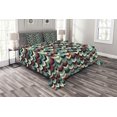 thumbnail image 1 of Ambesonne Teal Quilted Bedspread Set 3 Pcs, Chevron Herringbone Retro, King Size, Multicolor, 1 of 3