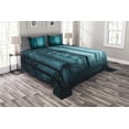 thumbnail image 1 of Ambesonne Teal Quilted Bedspread Set 3 Pcs, Foggy Dark Country Forest, King Size, Teal, 1 of 3