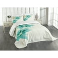 thumbnail image 1 of Ambesonne Teal Quilted Bedspread Set 3 Pcs, Vintage Floral Elements, Queen Size, Turquoise Beige, 1 of 5