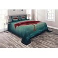 thumbnail image 1 of Ambesonne Teal Quilted Coverlet 3 Pcs, Retro Autumn Umbrella, Queen Size, Teal, 1 of 2