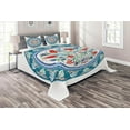 thumbnail image 1 of Ambesonne Teal Quilted Coverlet 3 Pcs, Turkish Tulip Floral Art, King Size, Teal Red White, 1 of 2