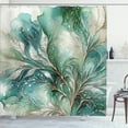 thumbnail image 1 of Ambesonne Teal Shower Curtain, Abstract Marble Print Leaves, 69"Wx75"L, Cadet Blue Dark Khaki, 1 of 4