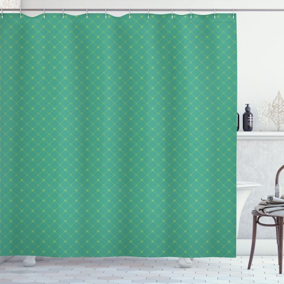 Ambesonne Teal Shower Curtain, Christmas Stars Dotted Lines, 69"Wx75"L, Apple Green and Dark Seafoam