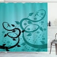 thumbnail image 1 of Ambesonne Teal Shower Curtain, Floral Winding Tendrils, 69"Wx70"L, Turquoise Black, 1 of 3