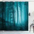 thumbnail image 1 of Ambesonne Teal Shower Curtain, Foggy Dark Country Forest, 69"Wx70"L, Teal, 1 of 4