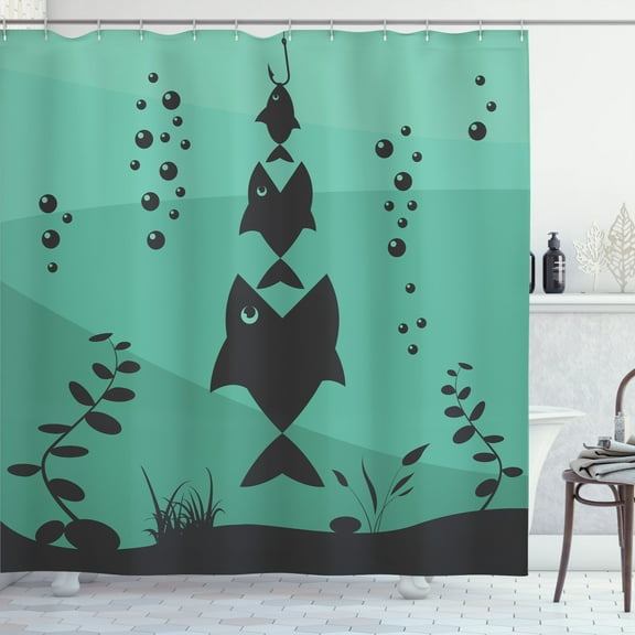 Ambesonne Teal Shower Curtain, Underwater Life Themed, 69"Wx70"L, Teal Grey