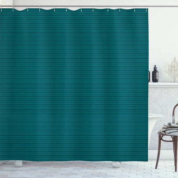 Ambesonne Teal Stripe Shower Curtain, Horizontal Dark Lines, 69"Wx84"L, Dark Teal