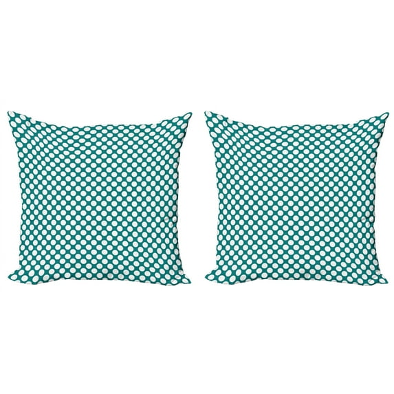 Ambesonne Teal Throw Pillow Cover 2 Pack, European Style Dotted, 20", Teal White
