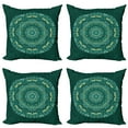 thumbnail image 1 of Ambesonne Teal Throw Pillow Cover 4 Pack, Eastern Mandala Circle Form, 16", Teal, 1 of 6
