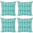 thumbnail image 1 of Ambesonne Teal Throw Pillow Cover 4 Pack, Geometric Vintage Floral, 18", Teal Beige, 1 of 6